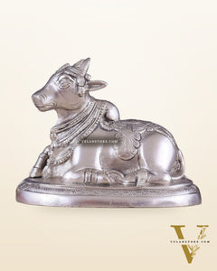 Brass Superfine Nandi Bull Idol | 5.5 inch silver plated