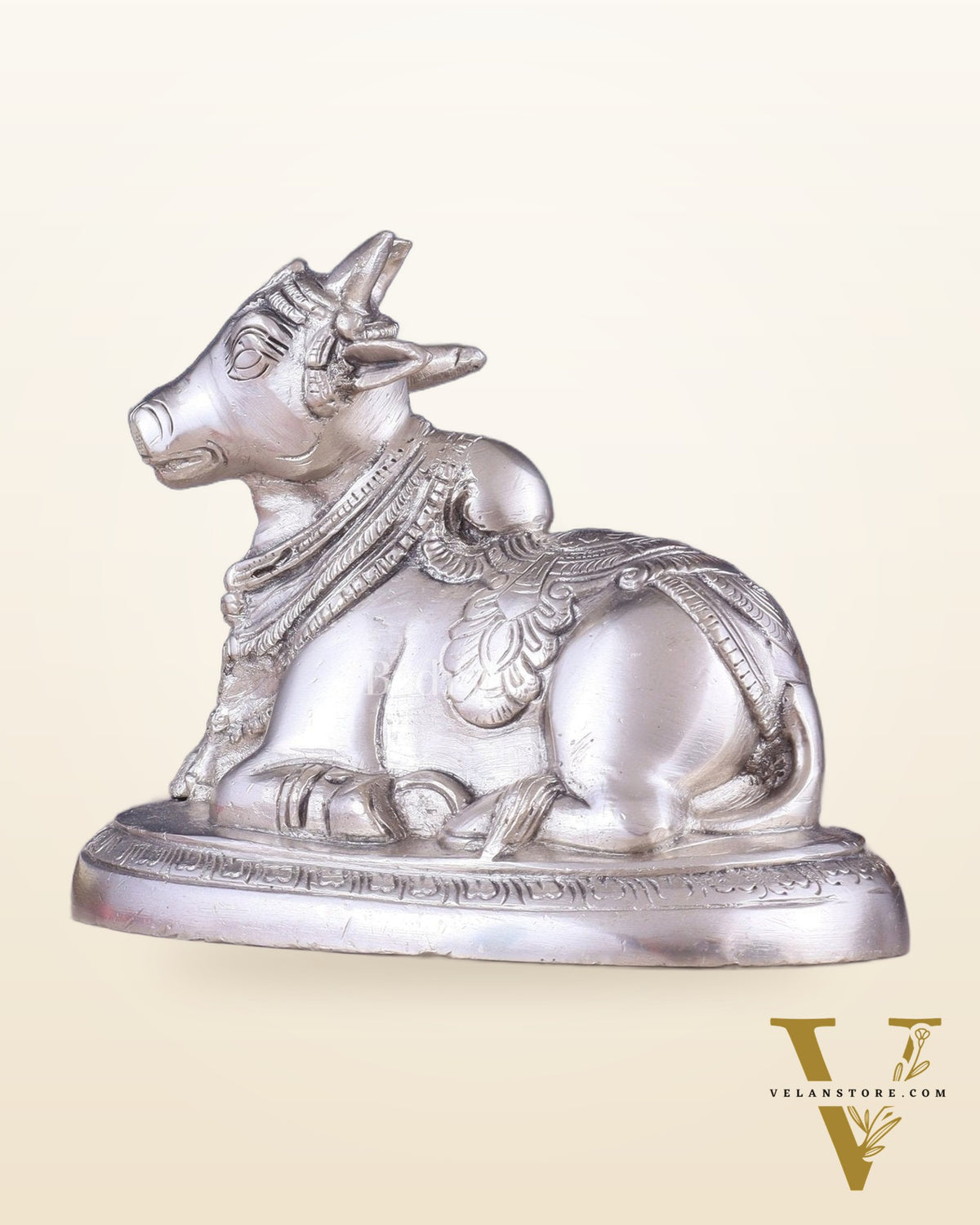 Brass Superfine Nandi Bull Idol | 5.5 inch silver plated