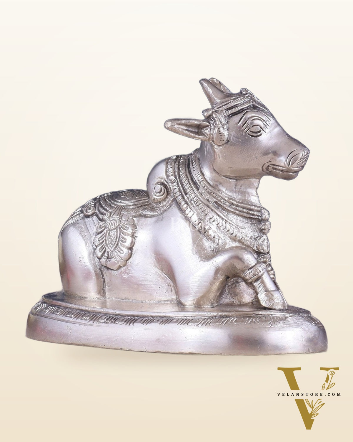 Brass Superfine Nandi Bull Idol | 5.5 inch silver plated