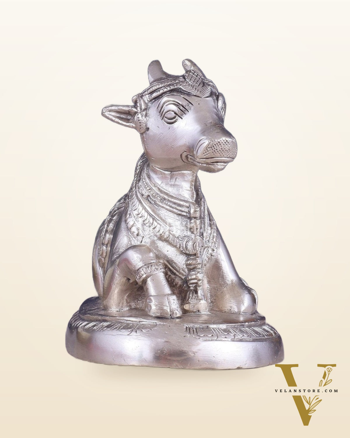 Brass Superfine Nandi Bull Idol | 5.5 inch silver plated