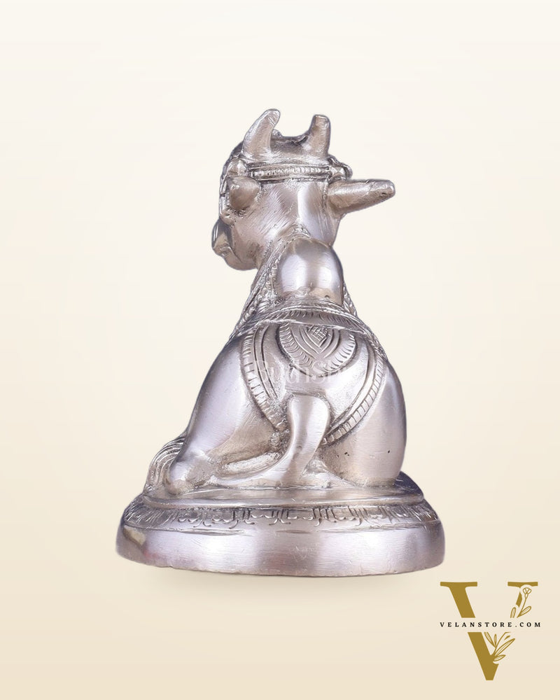 Brass Superfine Nandi Bull Idol | 5.5 inch silver plated