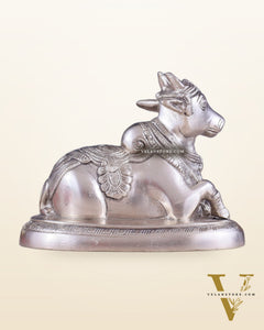 Brass Superfine Nandi Bull Idol | 5.5 inch silver plated