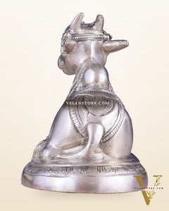 Brass Superfine Nandi Bull Idol | 5.5 inch silver plated