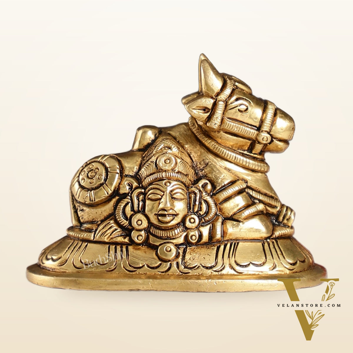Brass Superfine Nandi Bull Idol | Shiv Gauri Carvings 3.5 inch