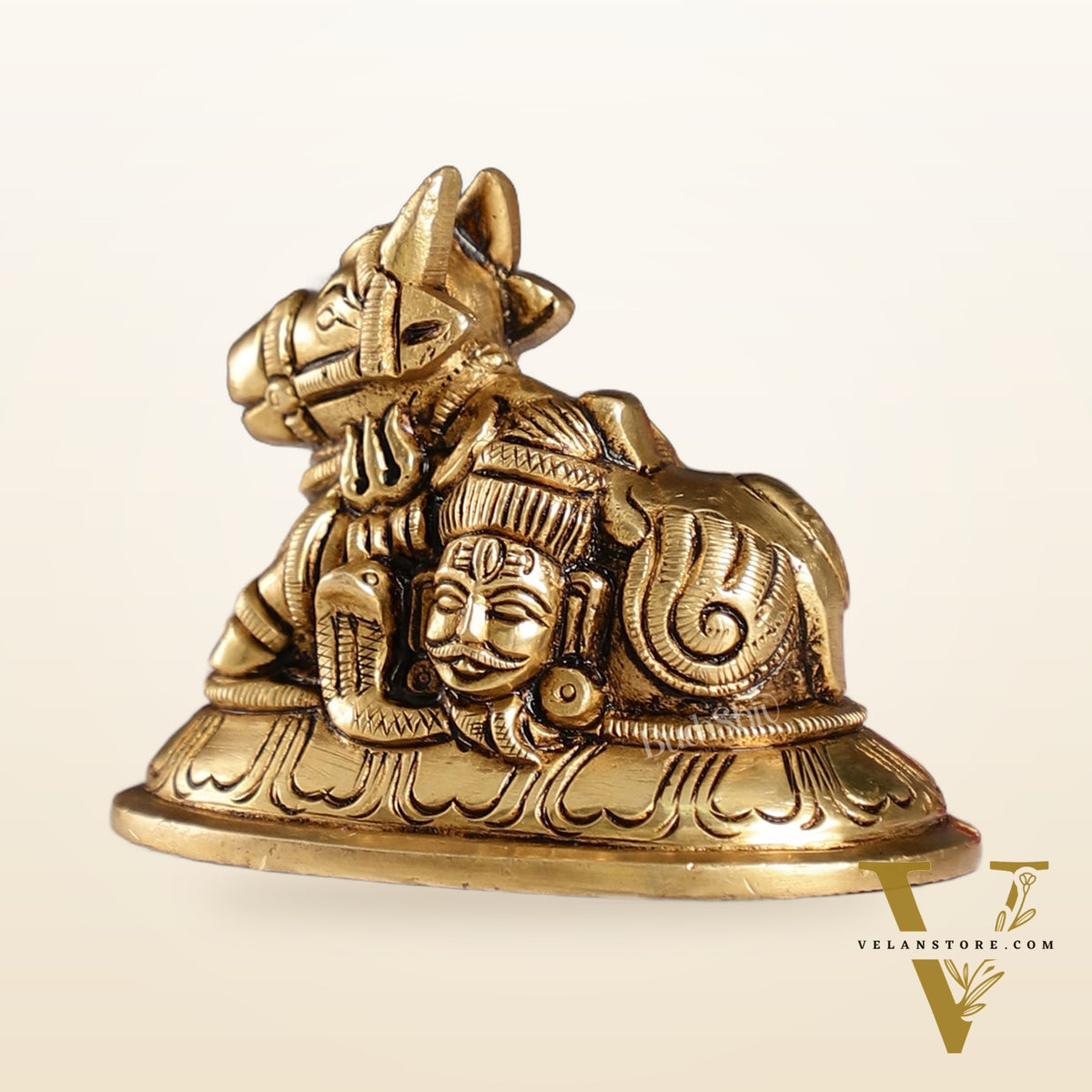 Brass Superfine Nandi Bull Idol | Shiv Gauri Carvings 3.5 inch