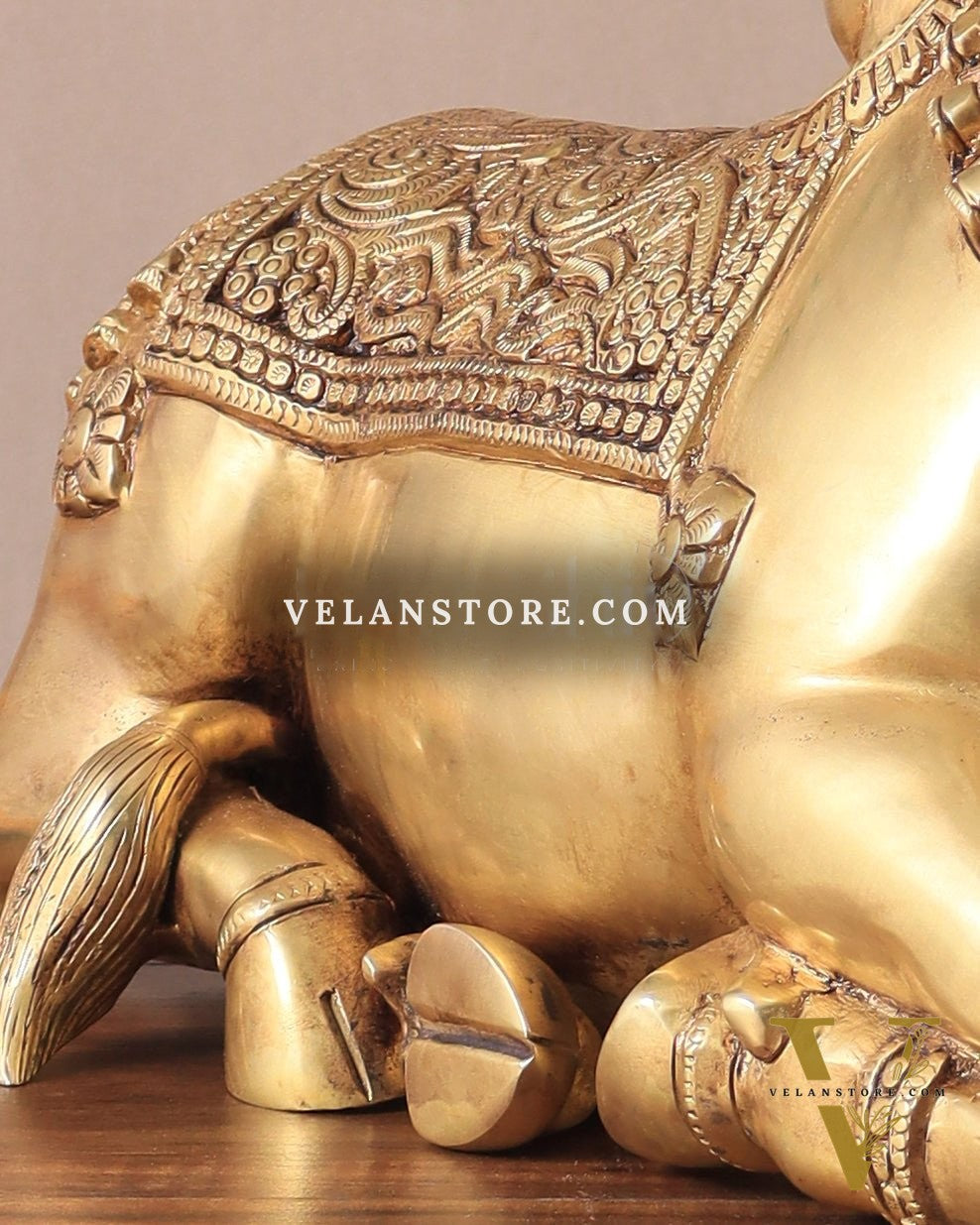 Brass Superfine Nandi Sculpture with Enhanced Carvings 18"