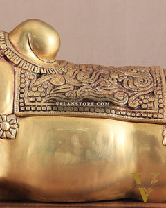 Brass Superfine Nandi Sculpture with Enhanced Carvings 18"