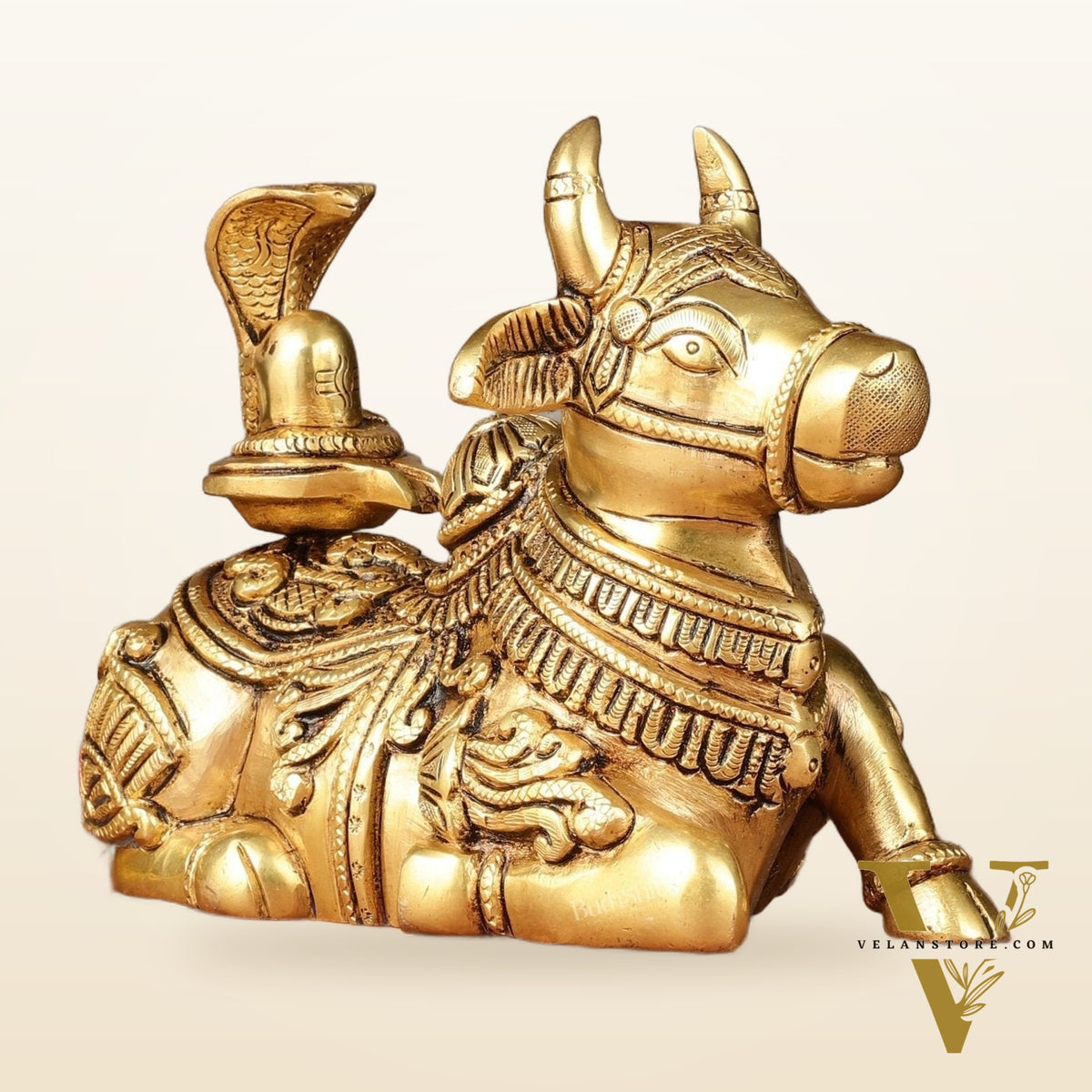 Brass Superfine Nandi with Shiv Ling Idol 8"
