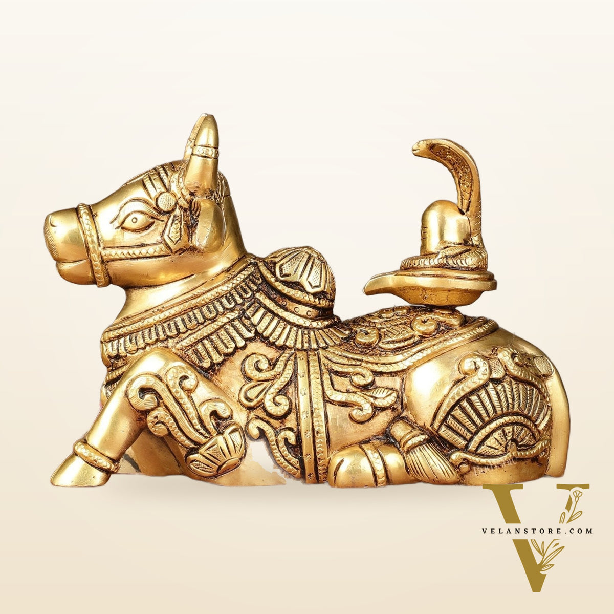 Brass Superfine Nandi with Shiv Ling Idol 8"