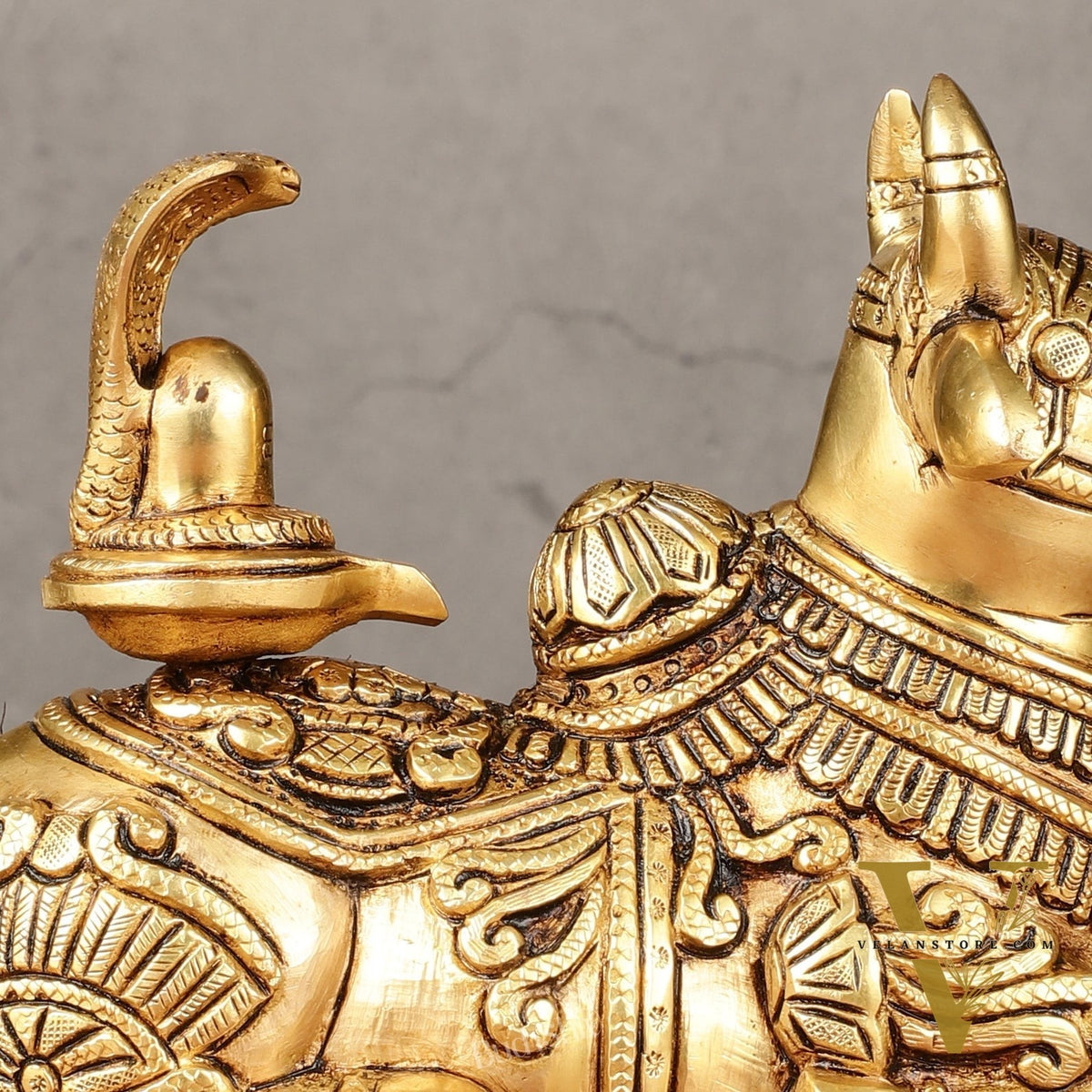 Brass Superfine Nandi with Shiv Ling Idol 8"