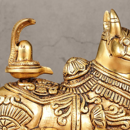 Brass Superfine Nandi with Shiv Ling Idol 8"