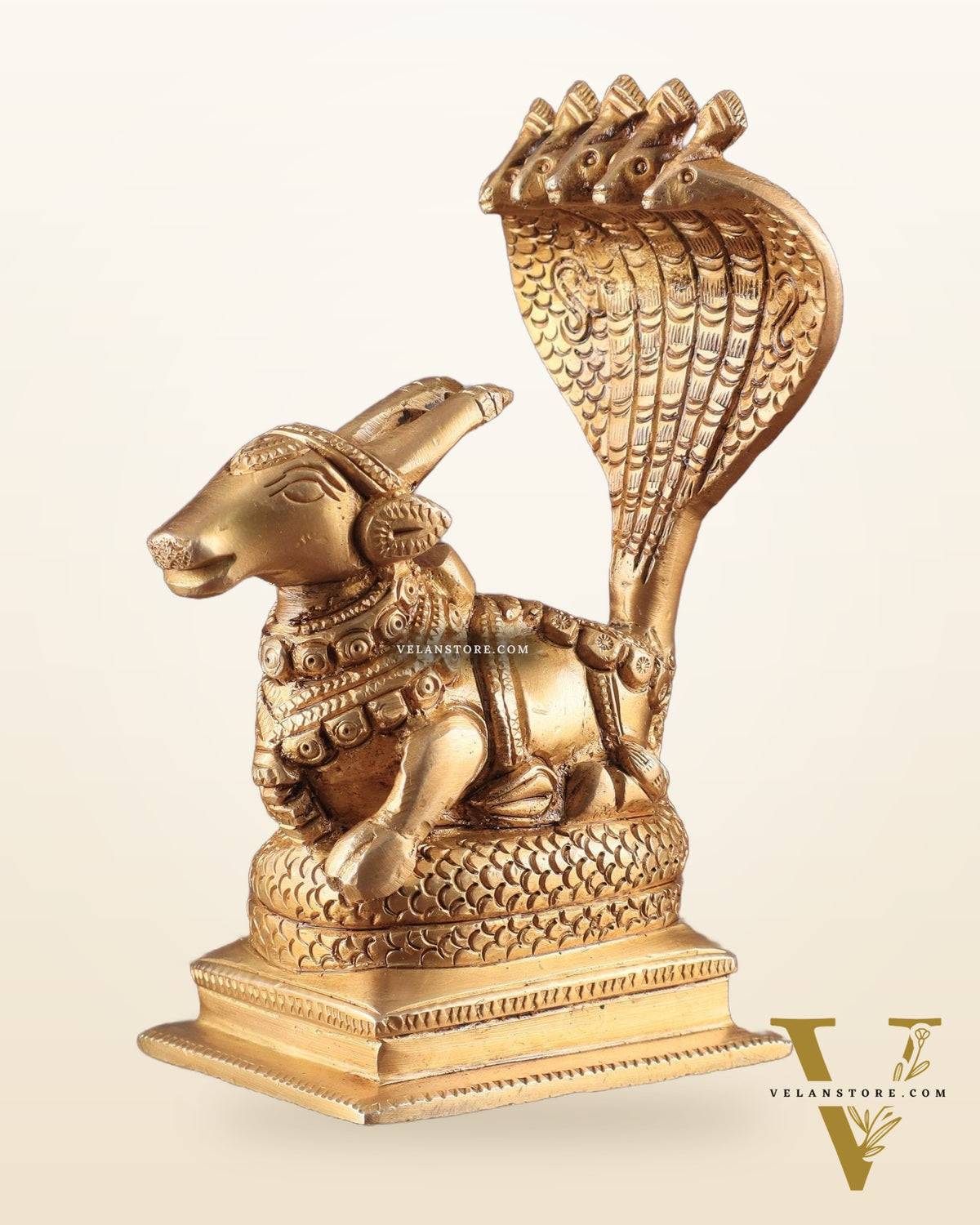 Brass Superfine Nandi with Vasuki Naag Idol 6"
