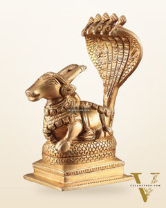 Brass Superfine Nandi with Vasuki Naag Idol 6"