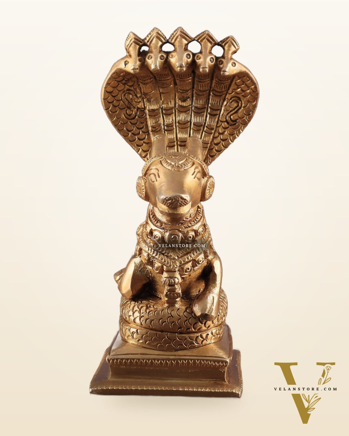 Brass Superfine Nandi with Vasuki Naag Idol 6"