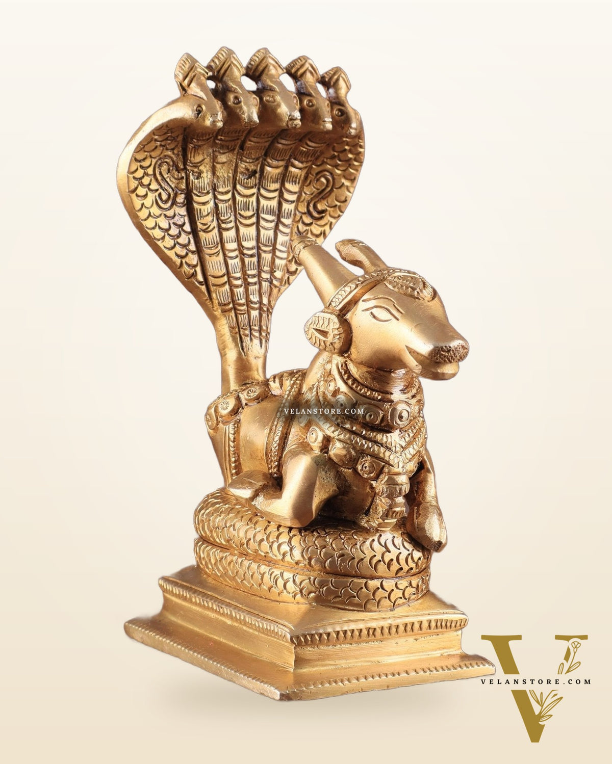 Brass Superfine Nandi with Vasuki Naag Idol 6"