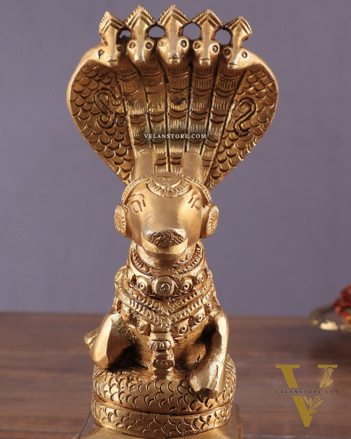 Brass Superfine Nandi with Vasuki Naag Idol 6"