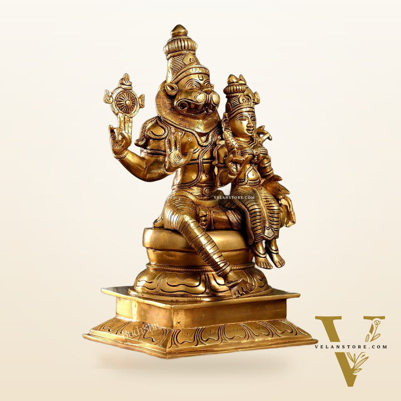 Brass Superfine Narasimha Lakshmi Statue 15"