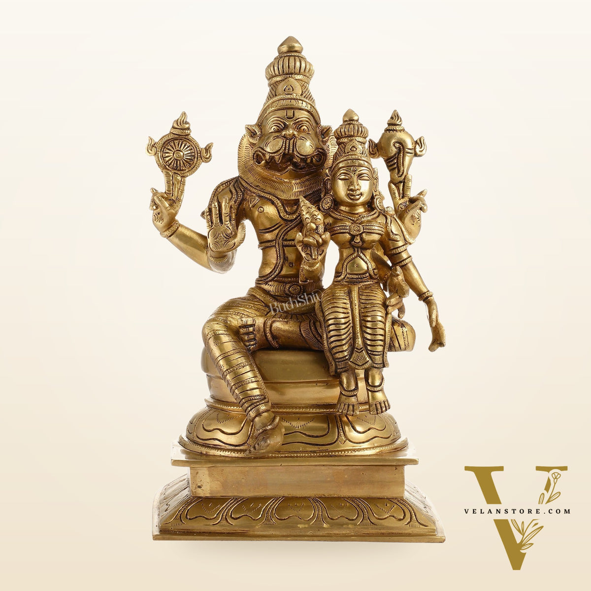 Brass Superfine Narasimha Lakshmi Statue 15"