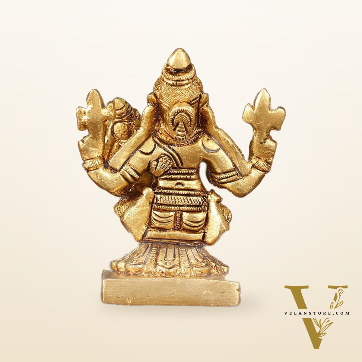 Brass Superfine Narsimha Lakshmi Small Idol - 3" Divine Sculpture