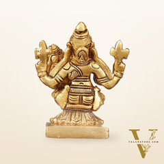 Brass Superfine Narsimha Lakshmi Small Idol - 3" Divine Sculpture