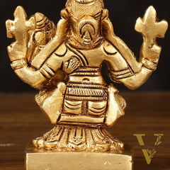 Brass Superfine Narsimha Lakshmi Small Idol - 3" Divine Sculpture