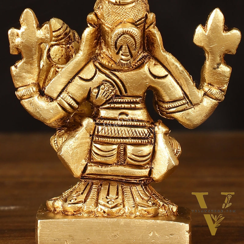 Brass Superfine Narsimha Lakshmi Small Idol - 3" Divine Sculpture