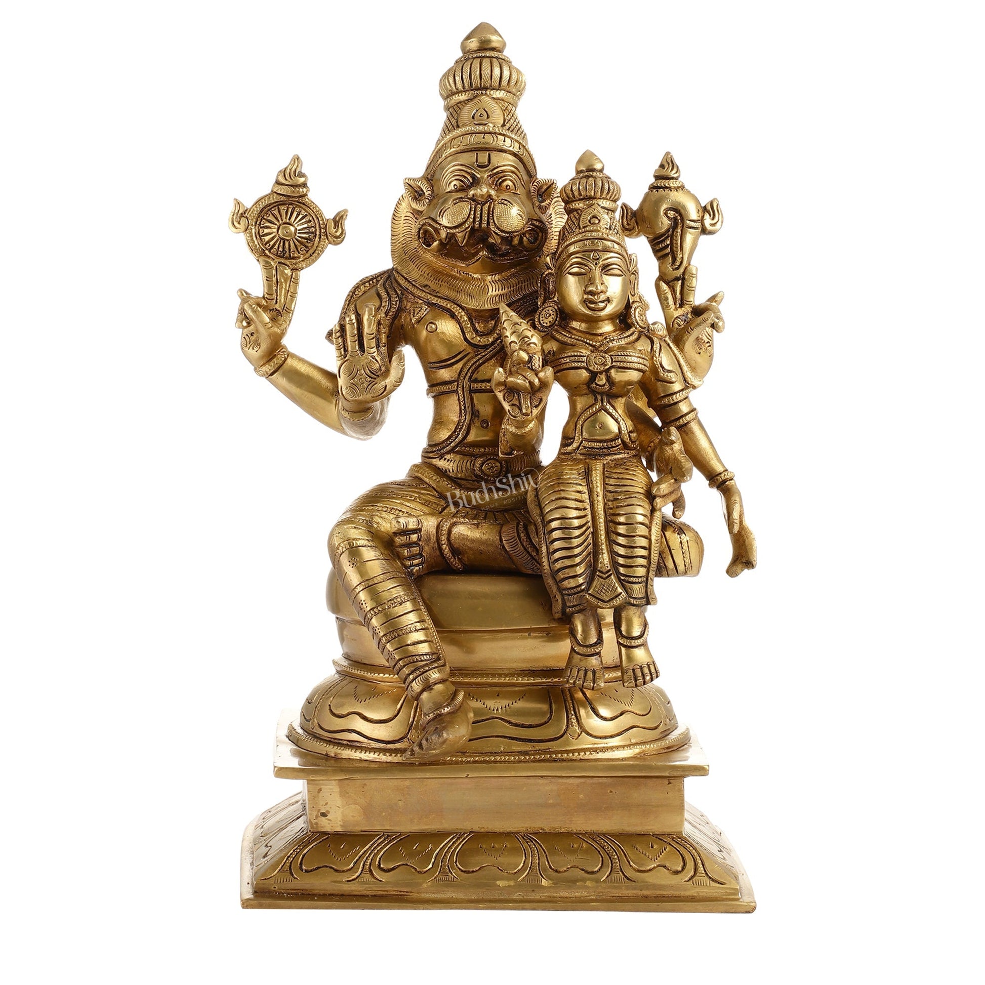 Brass Superfine Narasimha Lakshmi Statue 15"