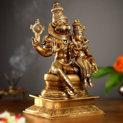 Brass Superfine Narasimha Lakshmi Statue 15"