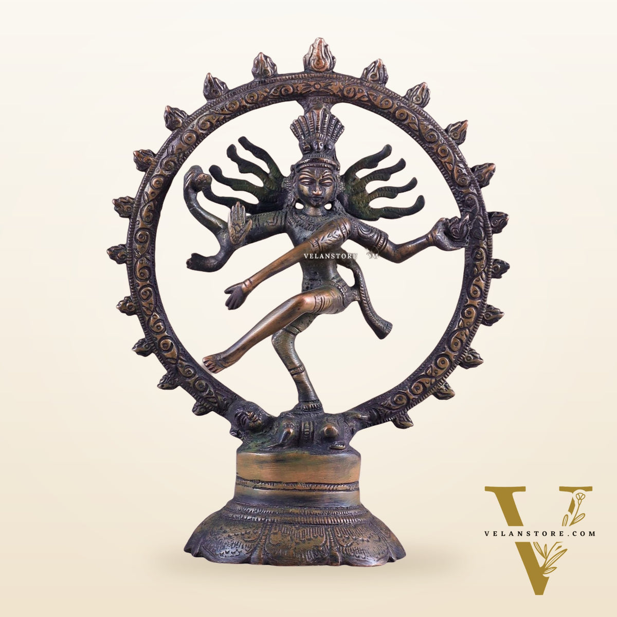 Brass Superfine Nataraja Idol - 7.5 Inch antique brown tone