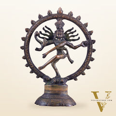 Brass Superfine Nataraja Idol - 7.5 Inch antique brown tone