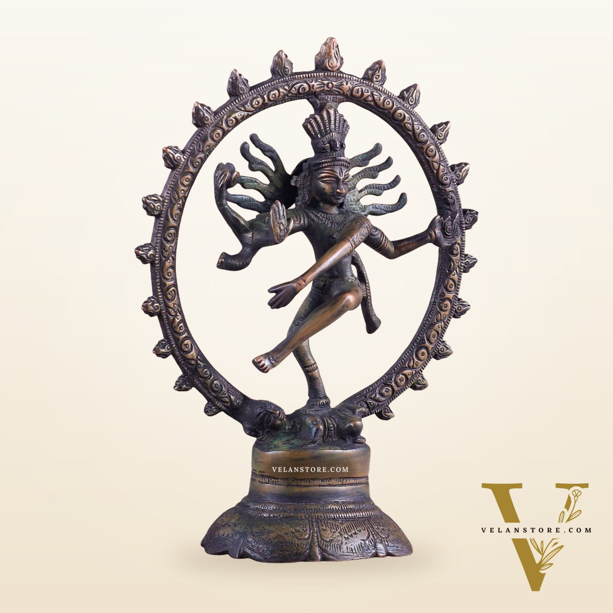 Brass Superfine Nataraja Idol - 7.5 Inch antique brown tone