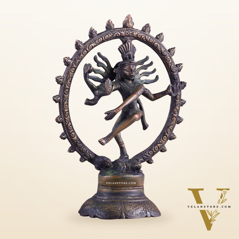 Brass Superfine Nataraja Idol - 7.5 Inch antique brown tone