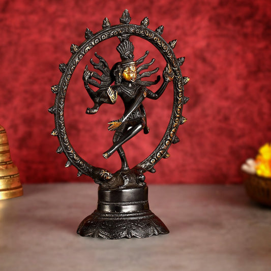 Brass Superfine Nataraja Idol - 7.5 Inch black