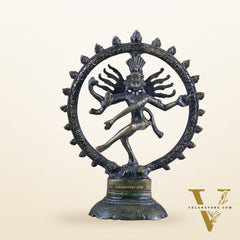 Brass Superfine Nataraja Idol - 7.5 Inch green antique tone