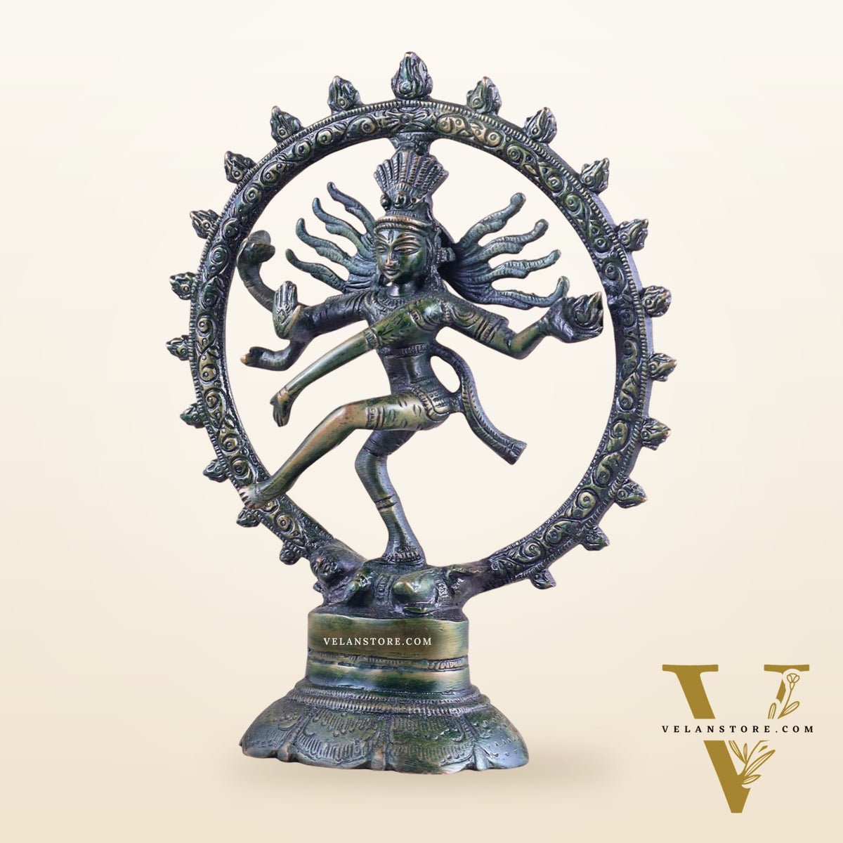 Brass Superfine Nataraja Idol - 7.5 Inch green antique tone