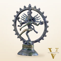 Brass Superfine Nataraja Idol - 7.5 Inch green antique tone