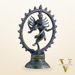 Brass Superfine Nataraja Idol - 7.5 Inch green antique tone
