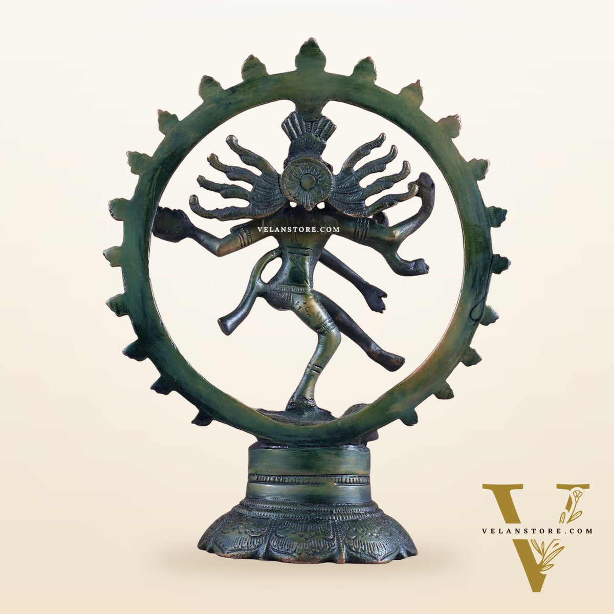Brass Superfine Nataraja Idol - 7.5 Inch green antique tone