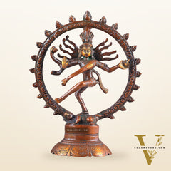 Brass Superfine Nataraja Idol - 7.5 Inch light orange green tone