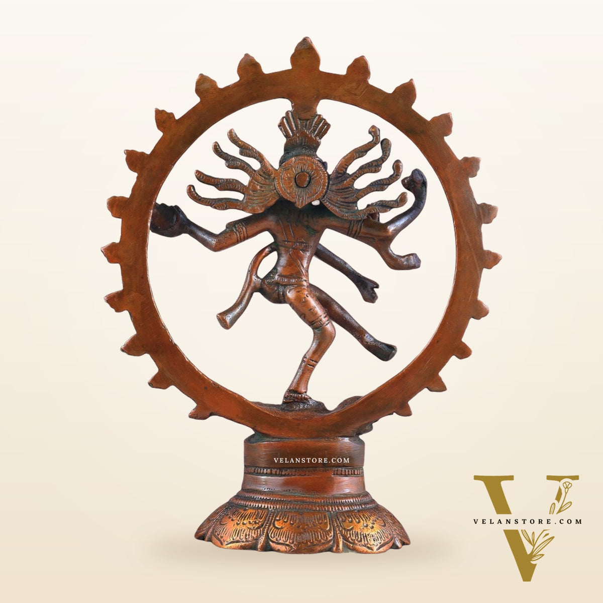 Brass Superfine Nataraja Idol - 7.5 Inch light orange green tone