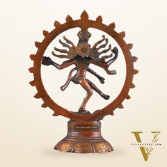 Brass Superfine Nataraja Idol - 7.5 Inch light orange green tone