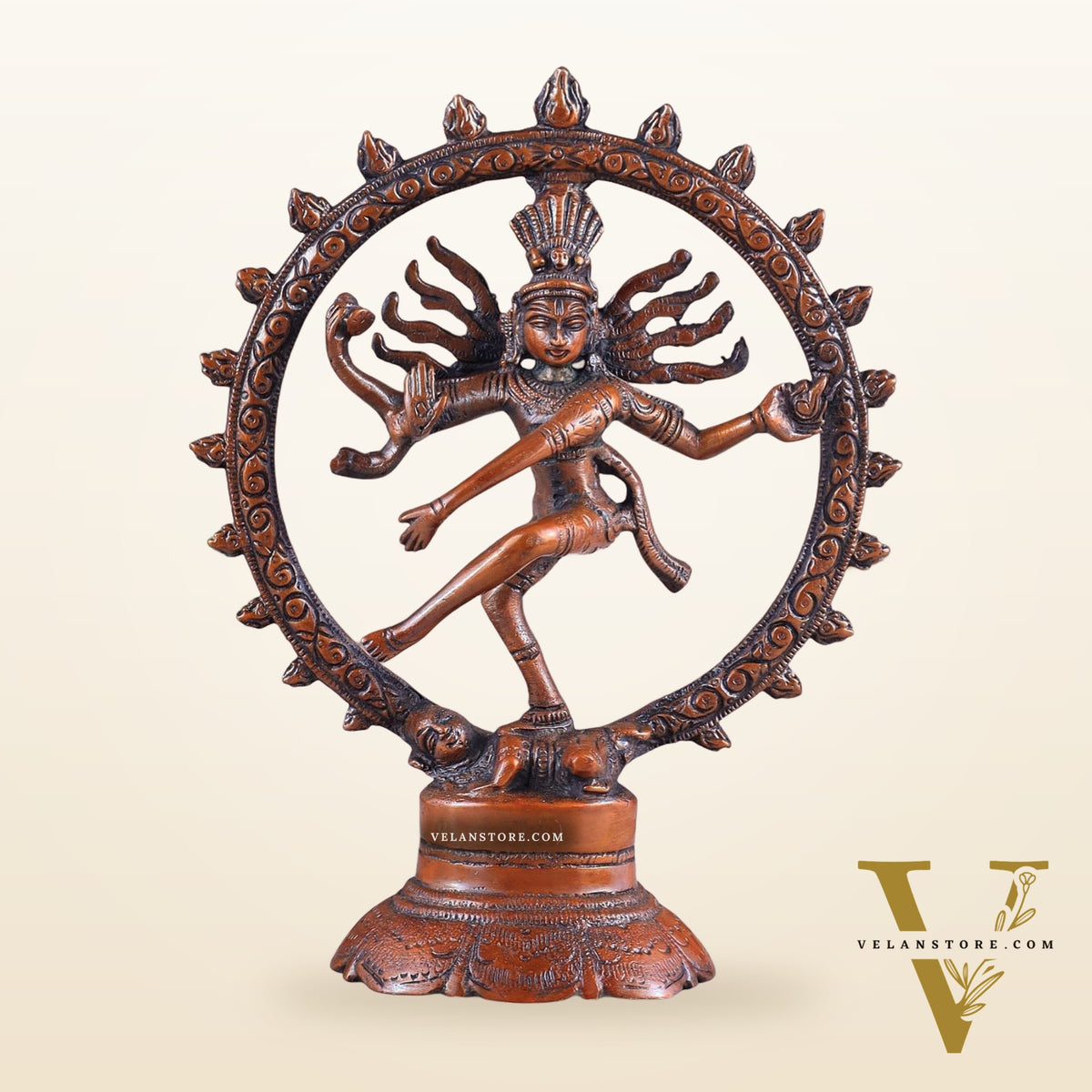Brass Superfine Nataraja Idol - 7.5 Inch light orange tone
