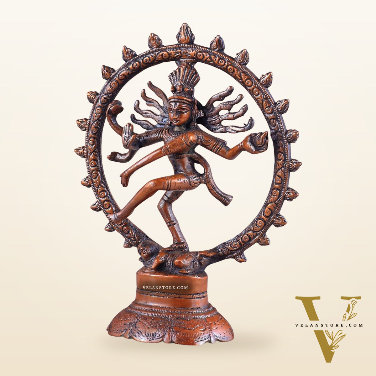 Brass Superfine Nataraja Idol - 7.5 Inch light orange tone