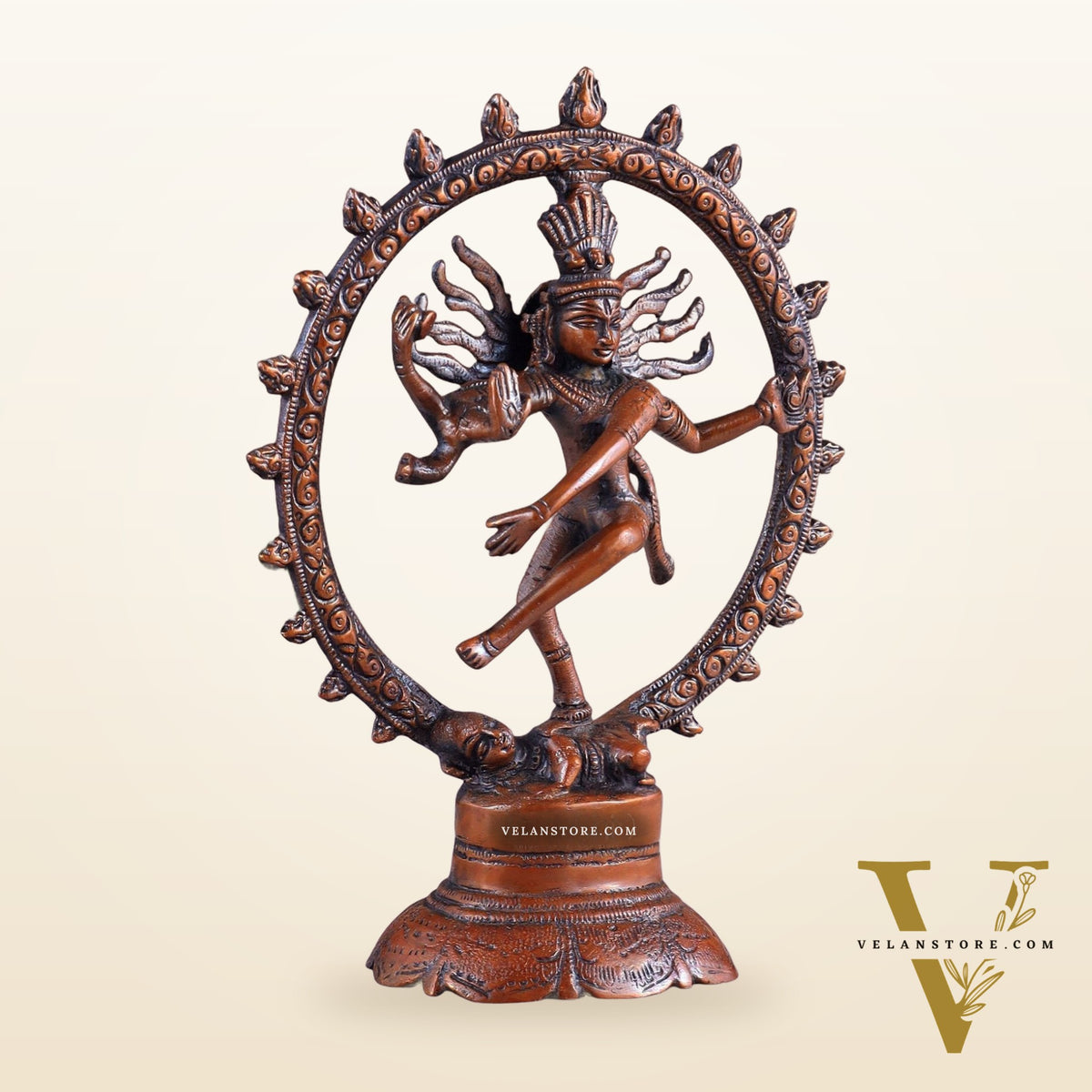Brass Superfine Nataraja Idol - 7.5 Inch light orange tone