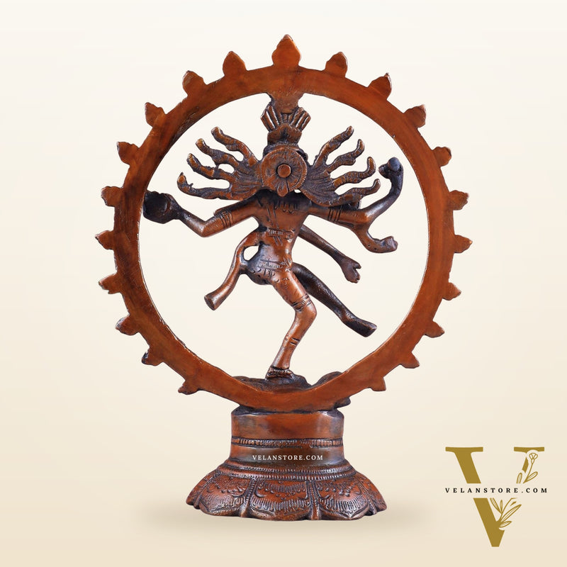 Brass Superfine Nataraja Idol - 7.5 Inch light orange tone