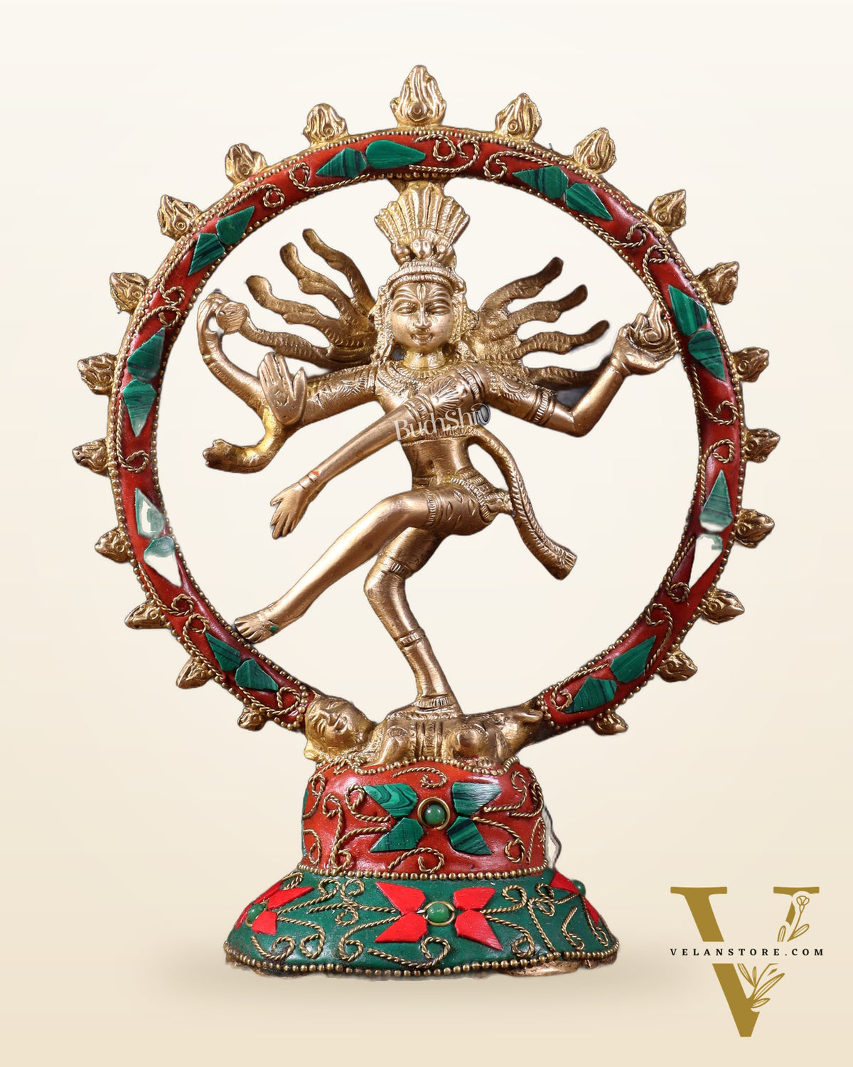 Brass Superfine Nataraja Idol - 7.5 Inch stonework