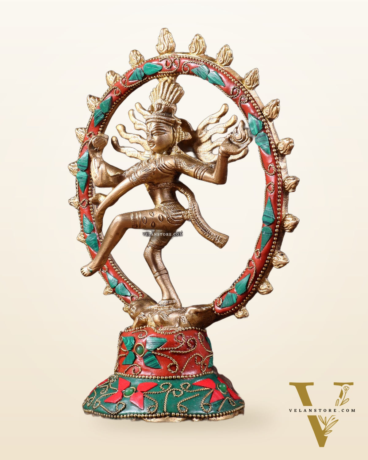 Brass Superfine Nataraja Idol - 7.5 Inch stonework