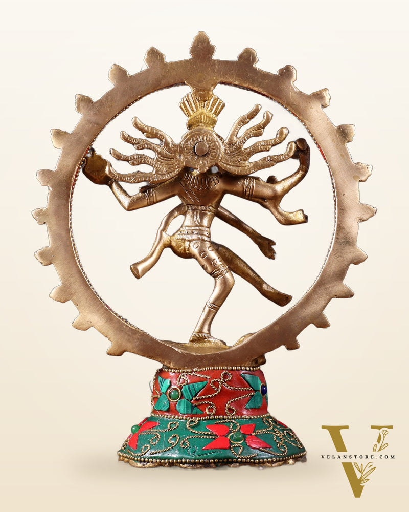 Brass Superfine Nataraja Idol - 7.5 Inch stonework