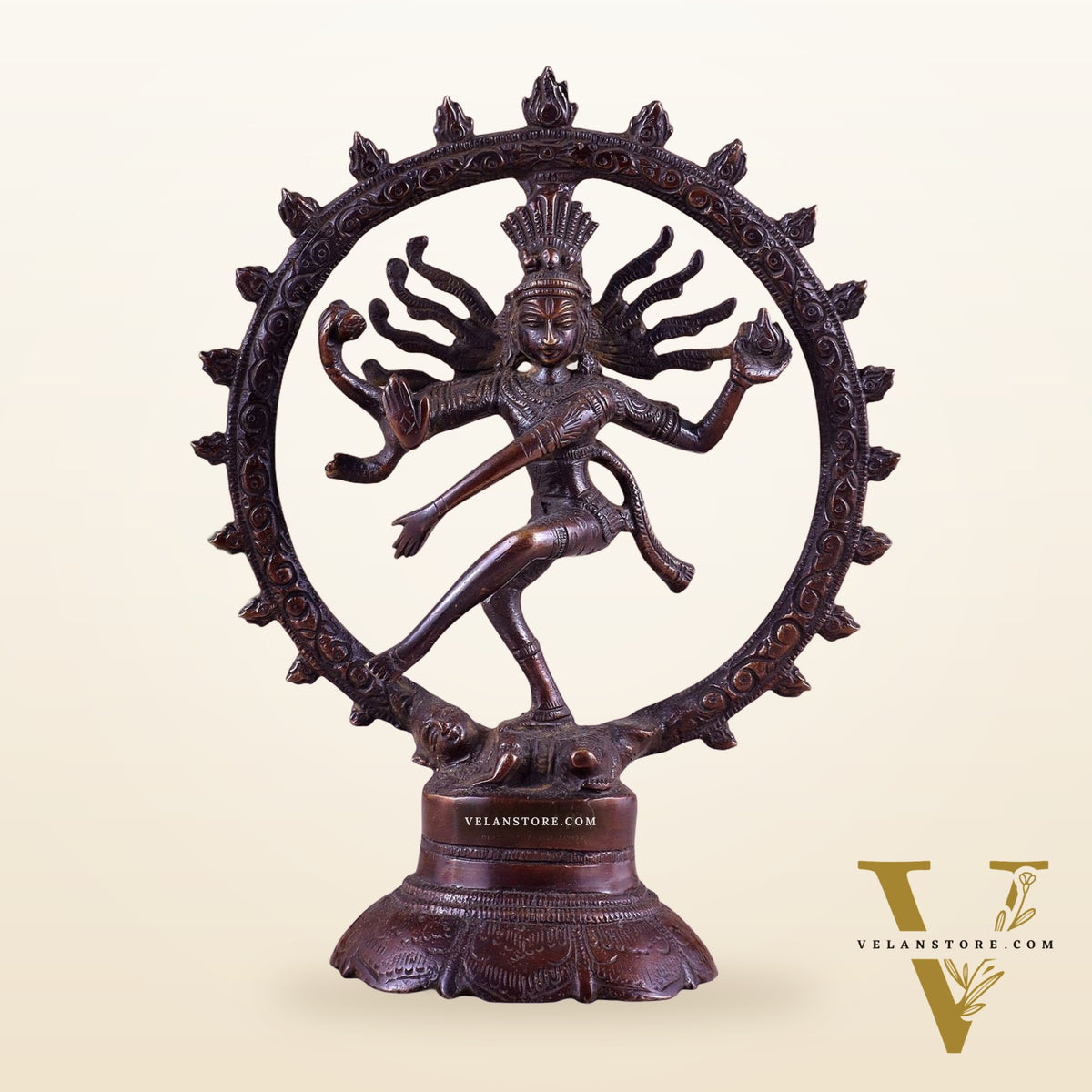 Brass Superfine Nataraja Idol - 7.5 Inch Vintage Bronze tone