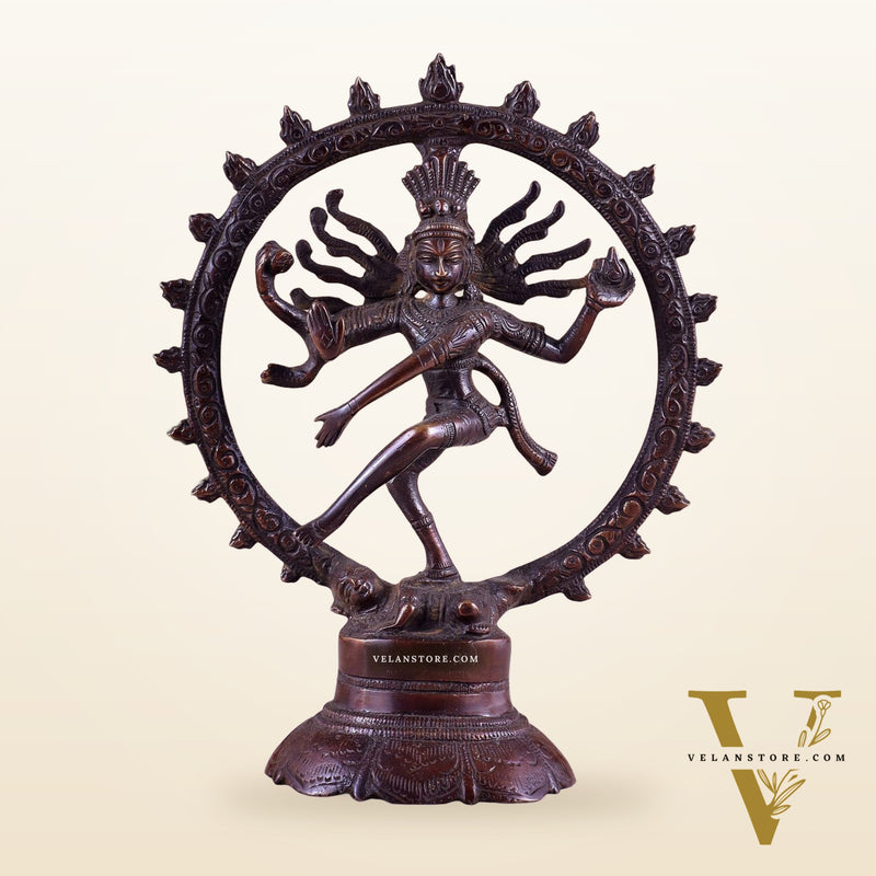 Brass Superfine Nataraja Idol - 7.5 Inch Vintage Bronze tone